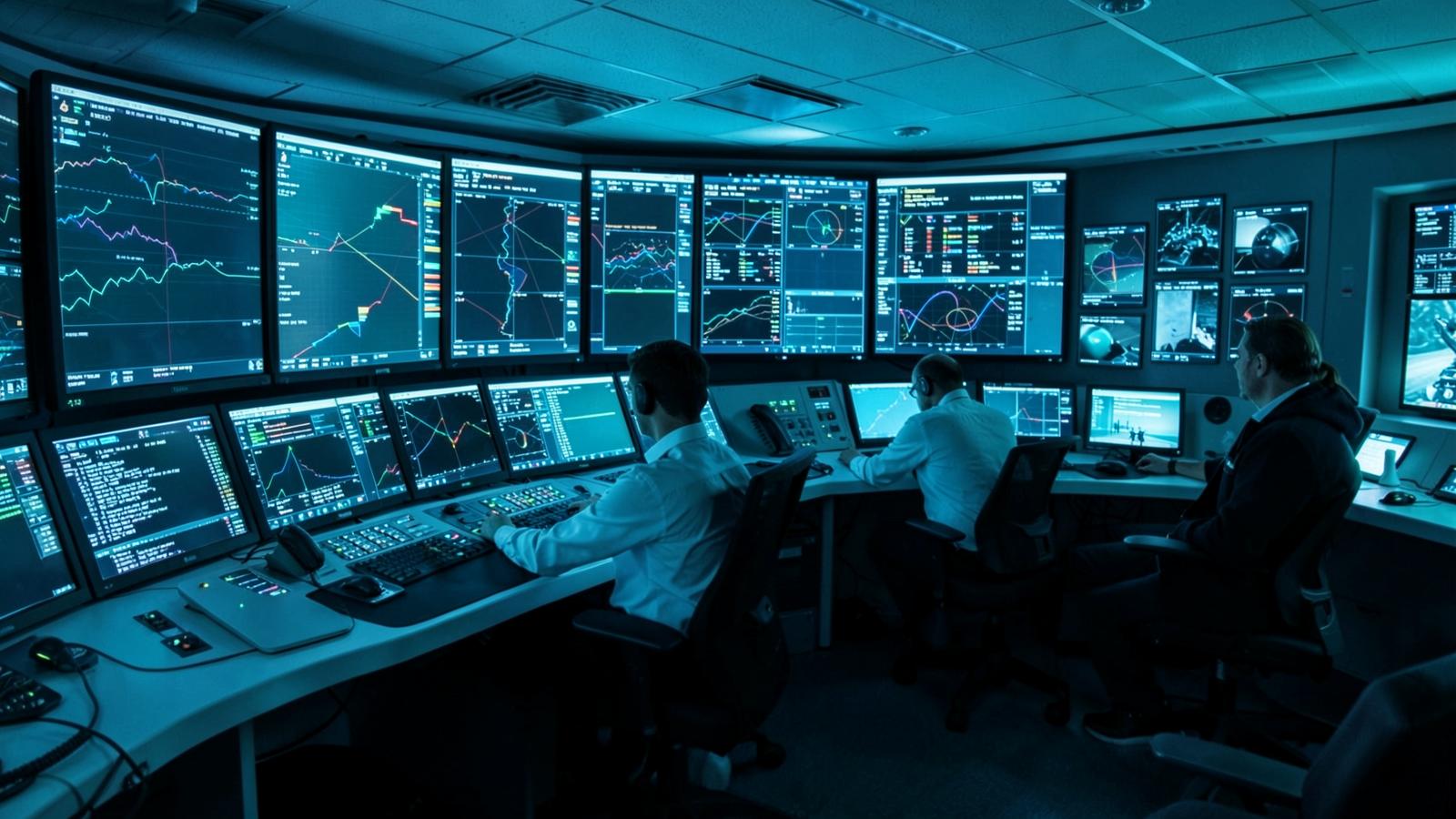Fleet operations control room with telemetry dashboards